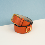 Orange Grainé Couleur Orange Collection ASTRÉ Ceinture en cuir Ceinture Cuir Grainé, pièces métalliques dorées, accessoire femme, ceinture bijou