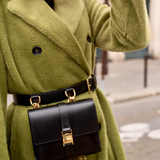 Noir Doré Couleur Noir Collection ASTRÉ Ceinture en cuir Ceinture Cuir Lisse ASTRÉ Paris, Sac ceinture avec pièces métalliques dorées