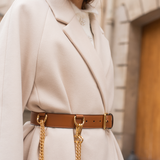 Couleur Cognac Collection ASTRÉ Ceinture en cuir Ceinture, chaine dorée, accessoire femme, accessoire en cuir