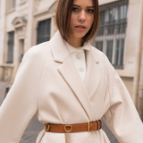 Ceinture en cuir Cognac Collection ASTRÉ Ceinture Champagne Fait Main, Ceinture portée à la taille, Pièces métalliques doré