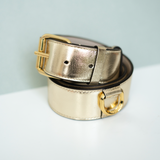 Ceinture en cuir Champagne Collection ASTRÉ SS21, Ceinture Champagne Fait Main, Ceinture porté à la taille, Cuir doré, irisé