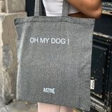 tote bag, sac femme, grand sac, collection ASTRÉ, sac en coton, sac gris, sac plage, accessoire femme