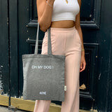 tote bag, sac femme, grand sac, collection ASTRÉ, sac en coton, sac gris, sac plage, accessoire femme