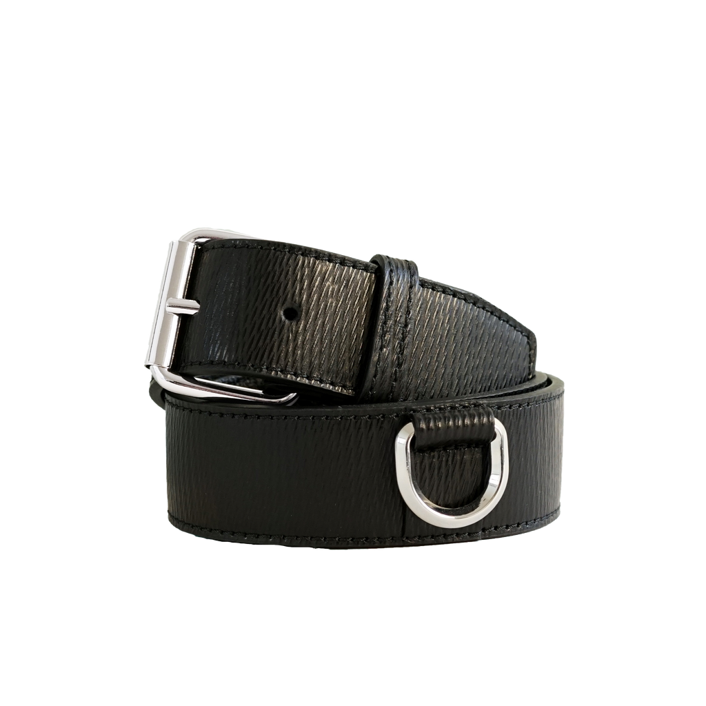 La Rotonde Ceinture Taille Noir Grainé Épis